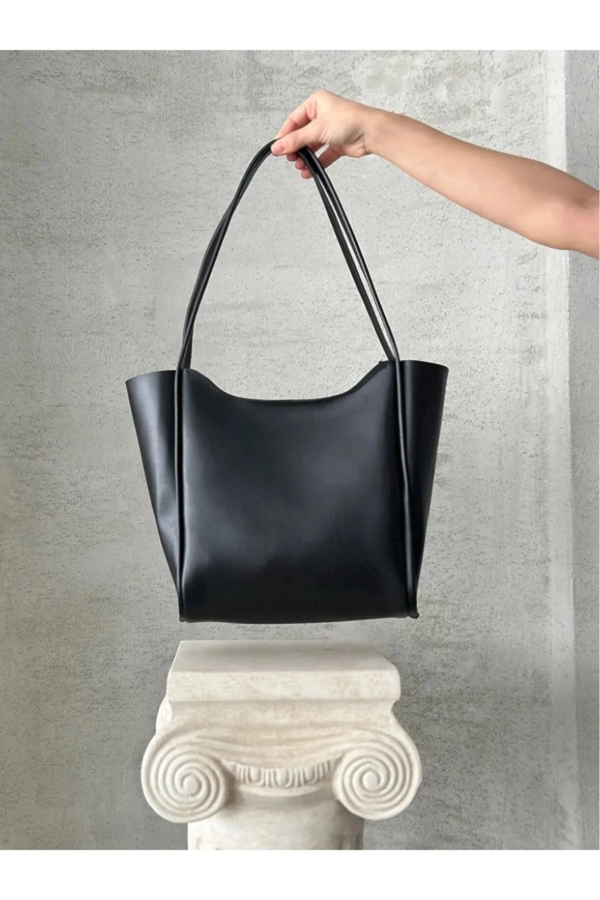 Siyah Büyük Omuz Çantası Günlük – Siyah Premium Deri