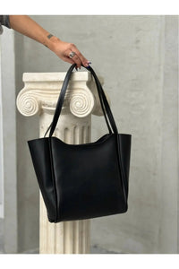 Siyah Büyük Omuz Çantası Günlük – Siyah Premium Deri