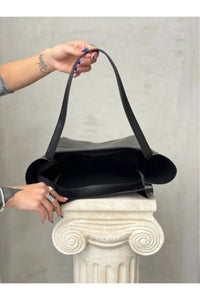 Siyah Büyük Omuz Çantası Günlük – Siyah Premium Deri
