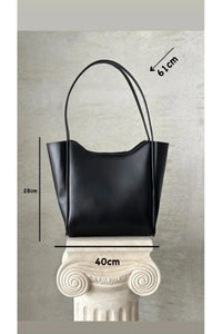 Siyah Büyük Omuz Çantası Günlük – Siyah Premium Deri