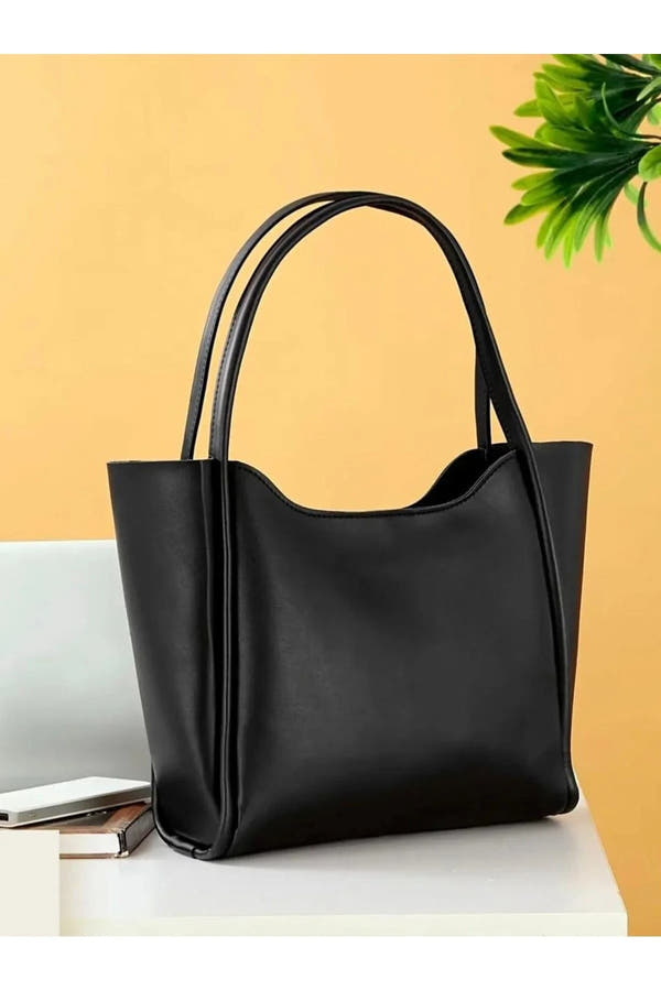 Siyah Büyük Omuz Çantası Günlük – Siyah Premium Deri